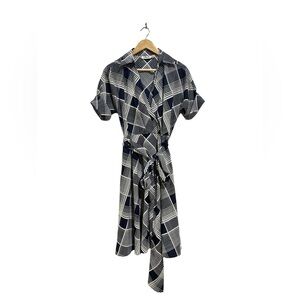 Navy Geometric Eliza J Collared Dress